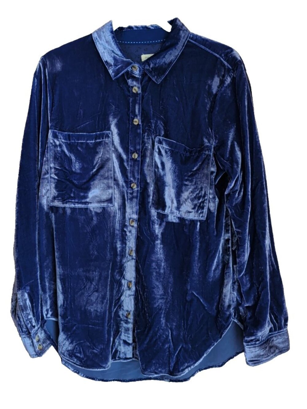Anthropologie Pilcro Purple Crushed Velvet Shirt Size M Preppy Edgy Indie Sleaze